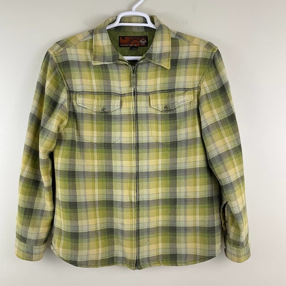 Prana Other - Prana Men's Flannel Shacket with Quilted Cotton Lining Full Zip Sz M Green Plaid